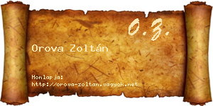 Orova Zoltán névjegykártya